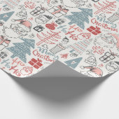 Old Style Scribbled Weihnachten Geschenkpapier (Ecke)