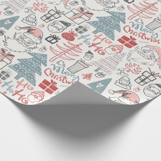 Old Style Scribbled Weihnachten Geschenkpapier (Ecke)