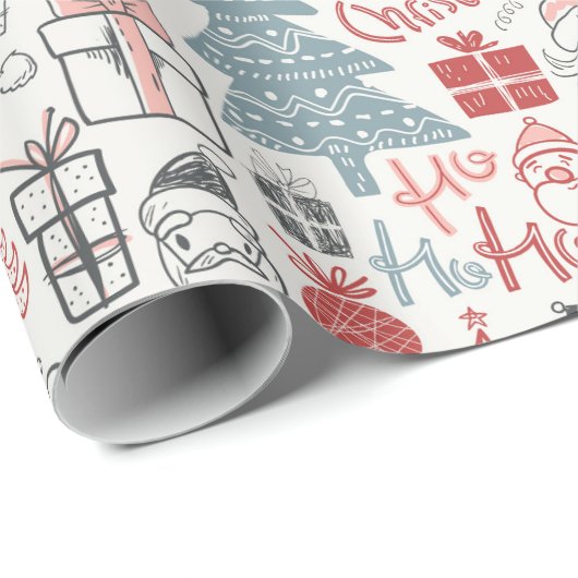 Old Style Scribbled Weihnachten Geschenkpapier (Rolleneckpunkt)