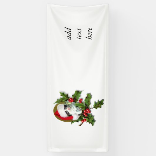 Old Style Vintage Weihnachts Kitten Banner (Vertikal)