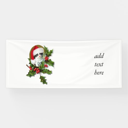 Old Style Vintage Weihnachts Kitten Banner (Horizontal)