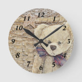Old Teddy Bear Clock Runde Wanduhr (Vorderseite)