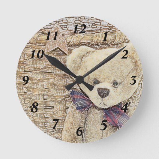 Old Teddy Bear Clock Runde Wanduhr (Vorderseite)