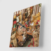 Old Teddy Bears Collection Quadratische Wanduhr (Winkel)