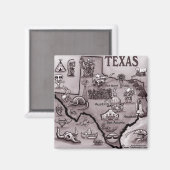 Old Texas Cartoon Map Magnet (Vorderseite/Rückseite)
