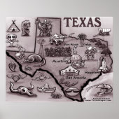 Old Texas Cartoon Map Poster (Vorne)