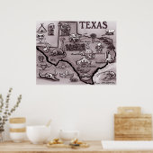 Old Texas Cartoon Map Poster (Küche)