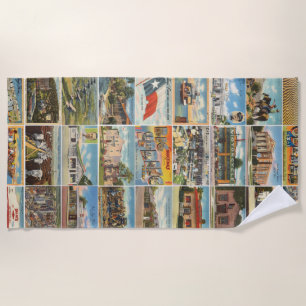 Old Texas Postcards Beach Handtuch