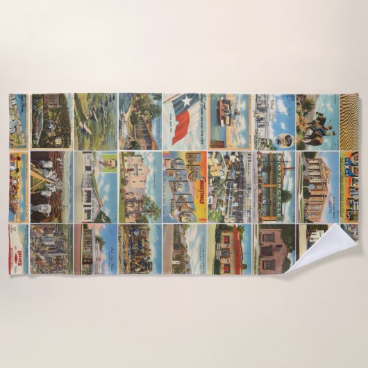 Old Texas Postcards Beach Handtuch (Vorderseite)
