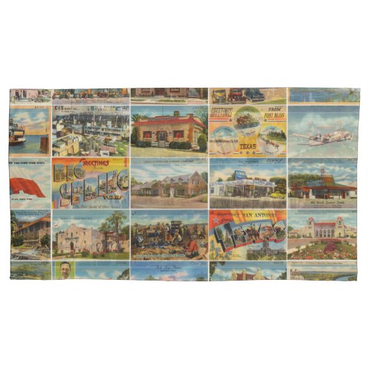 Old Texas Postcards Pillowcase Kissenbezug (Vorderseite)