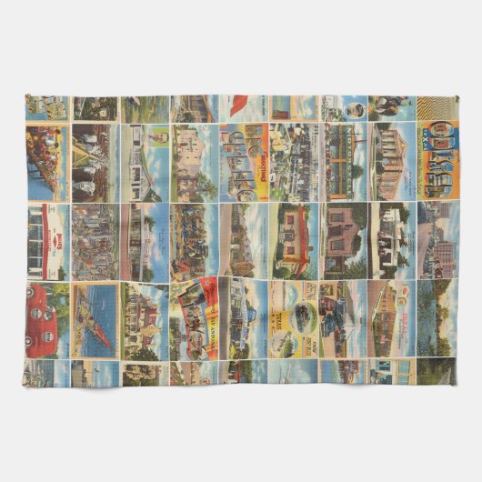 Old Texas Postkarten Küchentücher (Horizontal)