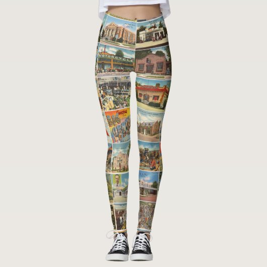 Old Texas Postkarten Leggings (Vorderseite)