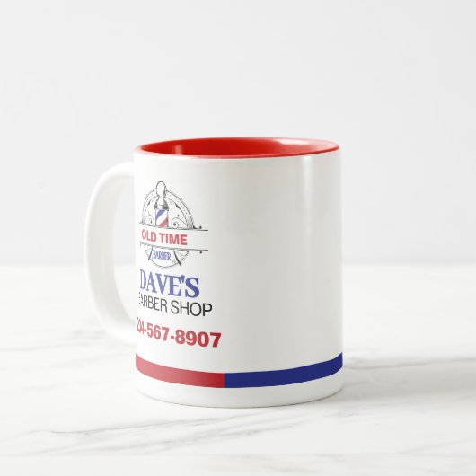 Old Time Barber Shop Zweifarbige Tasse (Vorderseite Links)