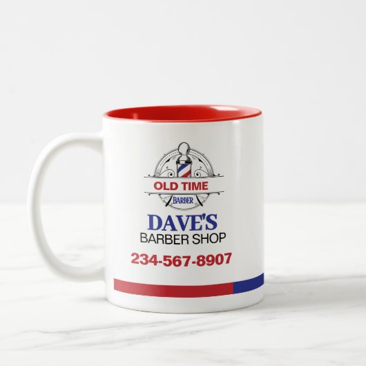 Old Time Barber Shop Zweifarbige Tasse (Links)