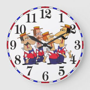 Old Time Barbershop Quartett Cartoon Clock Große Wanduhr