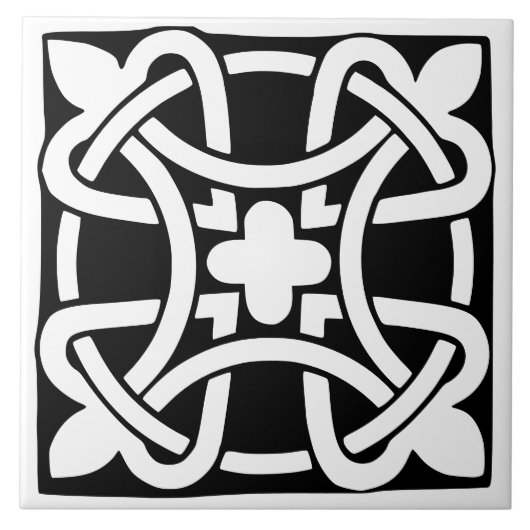 Old Time Classic Black and White Traditional Fliese (Vorderseite)