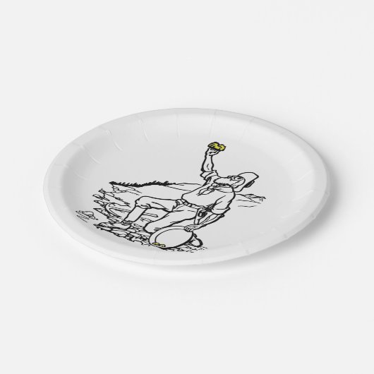 Old Time Gold Miner Prospector Pappteller (Schrägansicht)