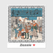 Old Time Group Carolers Musicians Street Corner Aufkleber (Blatt)