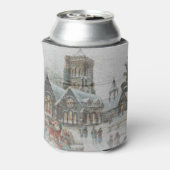 Old time Santa with children in front of a church  Dosenkühler (Kanne Rückseite)