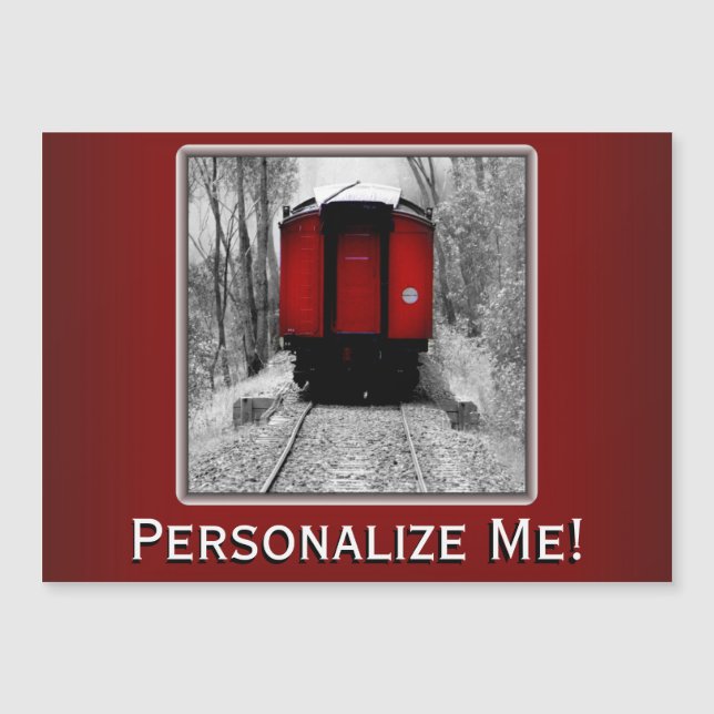 Old Time Steam Train Rot und Schwarz Magnetkarte (Vorderseite)
