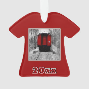 Old Time Steam Train Rot und Schwarz Ornament
