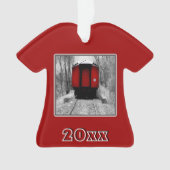 Old Time Steam Train Rot und Schwarz Ornament (Vorderseite)