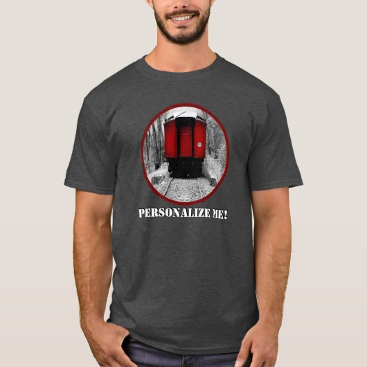 Old Time Steam Train Rot und Schwarz T-Shirt (Vorderseite)
