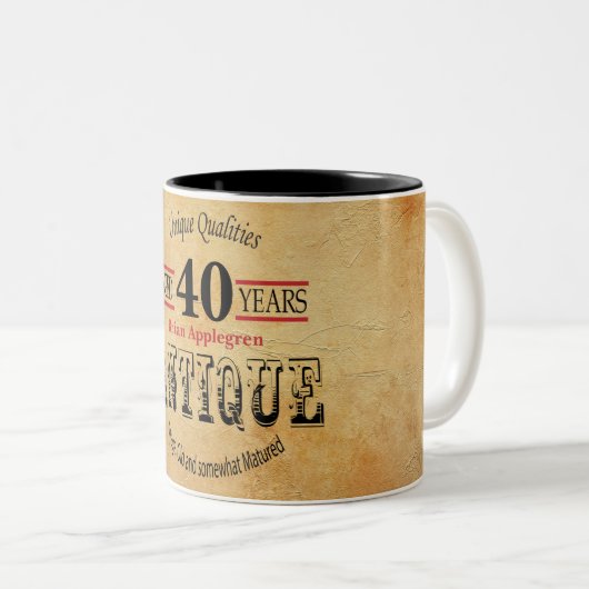 Old Timer 40th Birthday Zweifarbige Tasse (VorderseiteRechts)