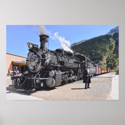 Old Timer am Silverton, Colorado, Bahnhaltestelle Poster (Vorne)