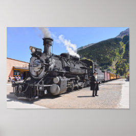 Old Timer am Silverton, Colorado, Bahnhaltestelle Poster
