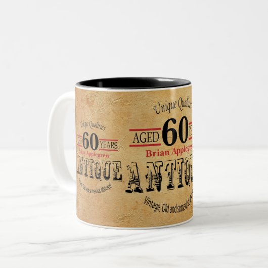 Old Timer Birthday Zweifarbige Tasse (Vorderseite Links)