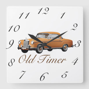Old Timer Classic Car Wall Clock Quadratische Wanduhr