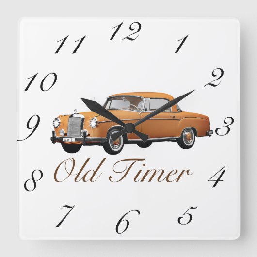 Old Timer Classic Car Wall Clock Quadratische Wanduhr (Vorderseite)