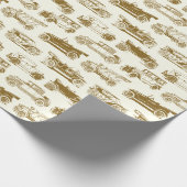 Old-Timer Gold Vintage Car Muster Geschenkpapier (Ecke)