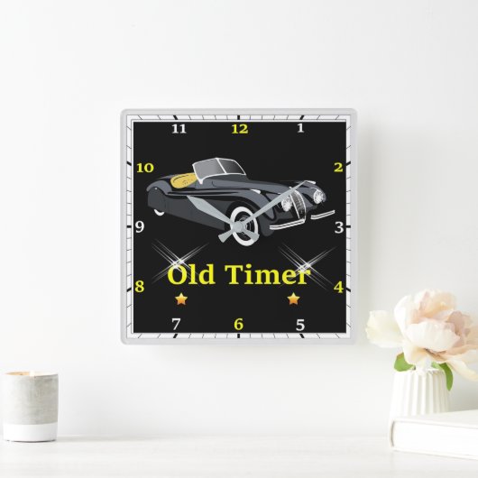 Old Timer Jaguar Wall Clock Quadratische Wanduhr (Zuhause)