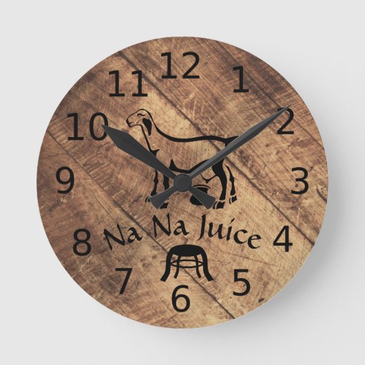 Old Timer Line Art Melken Kinderziege Runde Wanduhr (Vorderseite)