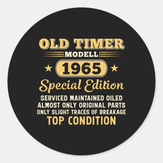 Old Timer Modell 1965 Sonderedition Runder Aufkleber (Vorderseite)