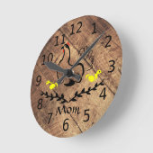 Old Timer Mother Hen Line Art Runde Wanduhr (Winkel)