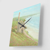 Old Tin Mine, Coast Path, Cornwall in Pastell Cloc Quadratische Wanduhr (Winkel)