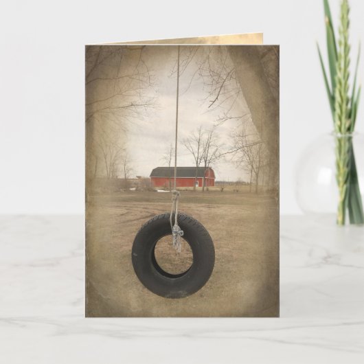 old tire swing with barn birthday karte (Vorderseite)