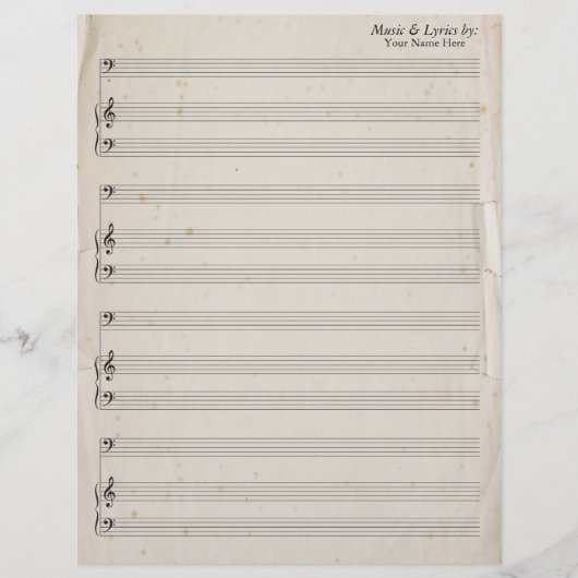 Old Torn Edges Blank Sheet Music Bass Clef (Vorderseite)