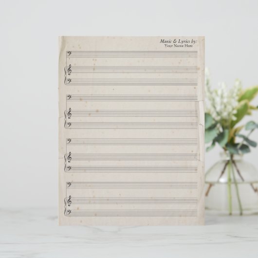 Old Torn Edges Blank Sheet Music Bass Clef (Stehend Vorderseite)