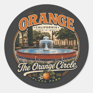 Old Towne Orange Circle Fountain Vintage T-Shirt Runder Aufkleber