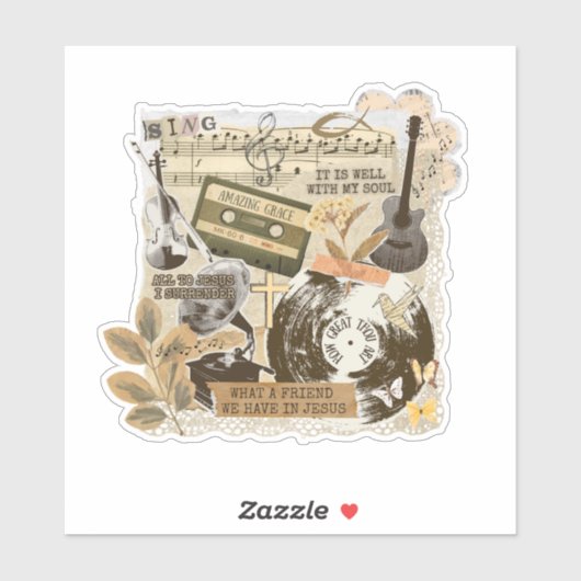 Old Traditional Christian Hymns Songs Collage Aufkleber (Blatt)