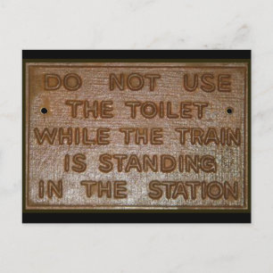 old train toilet sign postkarte