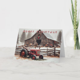Old Traktor and Barn Christmas Card Feiertagskarte