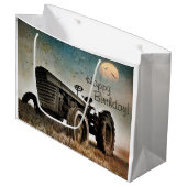 Old Traktor Birthday Große Geschenktüte (Vorderseite Schrägansicht)