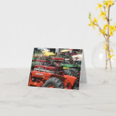 Old Traktor Note Card: Viele bunte Traktoren Karte (Gelbe Blume)