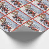 Old Traktor und Barn Snowy Winter Farm Weihnachten Geschenkpapier (Ecke)