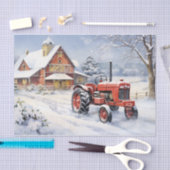 Old Traktor und Barn Snowy Winter Farm Weihnachten Seidenpapier (Handwerk)